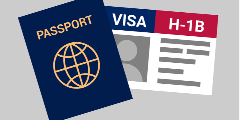illustration of a passport with H1B visa