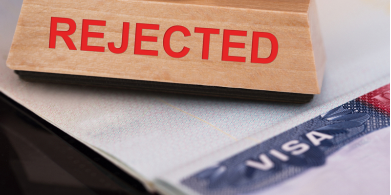 Close-up of Rejected Stamp On Visa