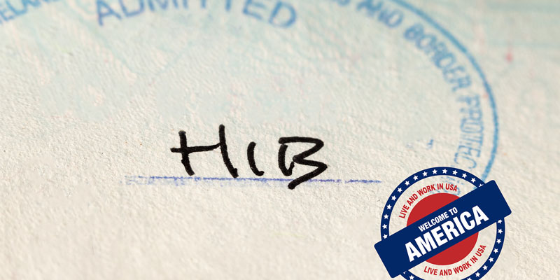 Closeup view of H1B Visa entry admitted stamp by Department of Homeland Security of the United States of America .