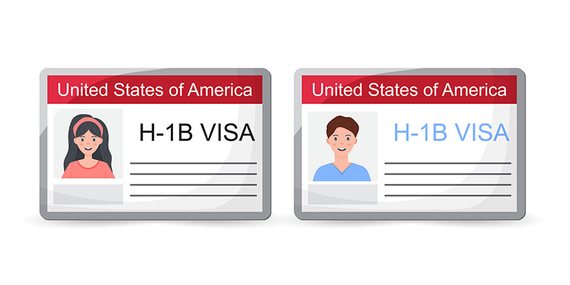 A vector mockup illustration of the H1B visa documents for the United States